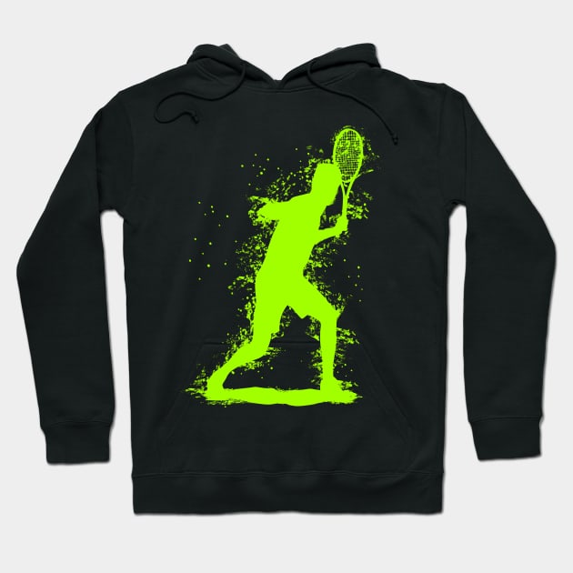 Abstract Watercolor style Tennis Art - Bright Green Hoodie by DesignWood-Sport